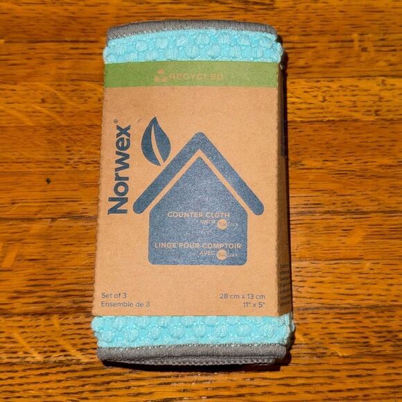Norwex Counter Cloths Set of 3 Sea Mist with Mushroom NWT - Picture 9 of 11